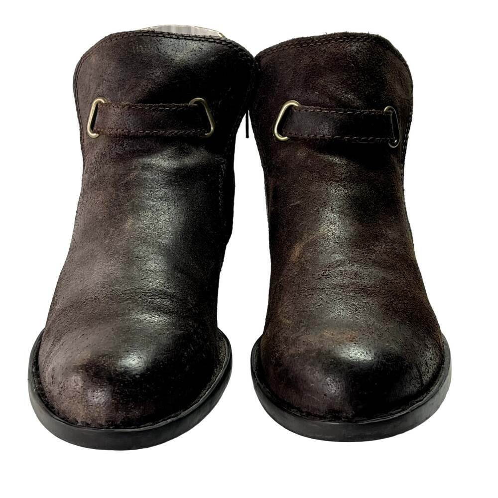 Born Booties Womens 8.5M Jem Dark Brown Distressed Oiled Suede Leather